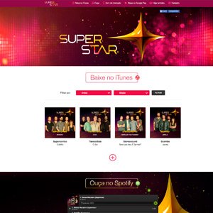 Hotsite promocional da Som Livre para venda das músicas do programa Superstar